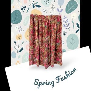 Caite Women's Floral Rose Pattern Midi Skirt